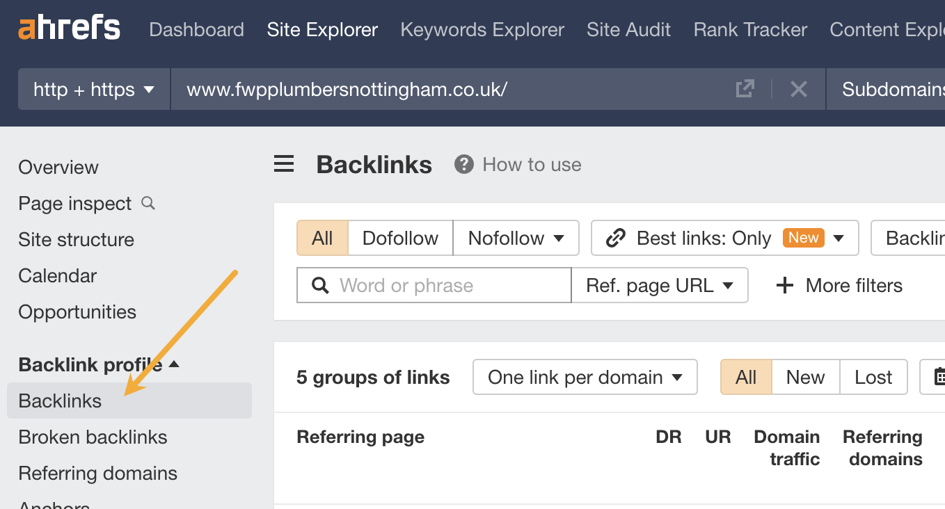 How to find your competitors' backlinks in Ahrefs' Site Explorer