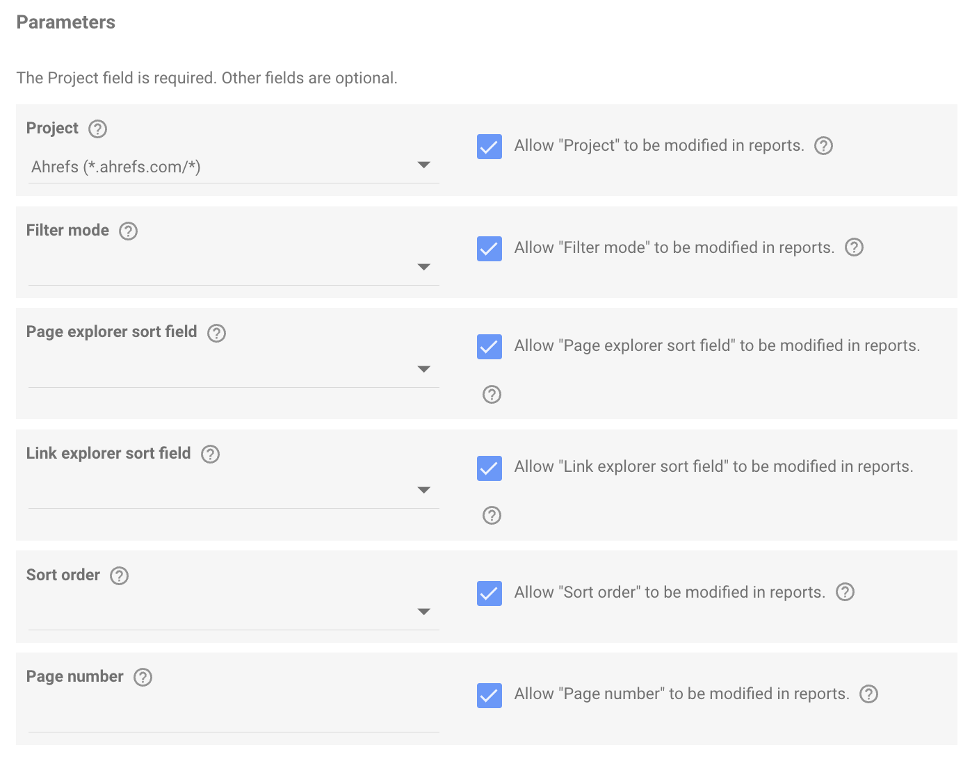 Parameters-selection