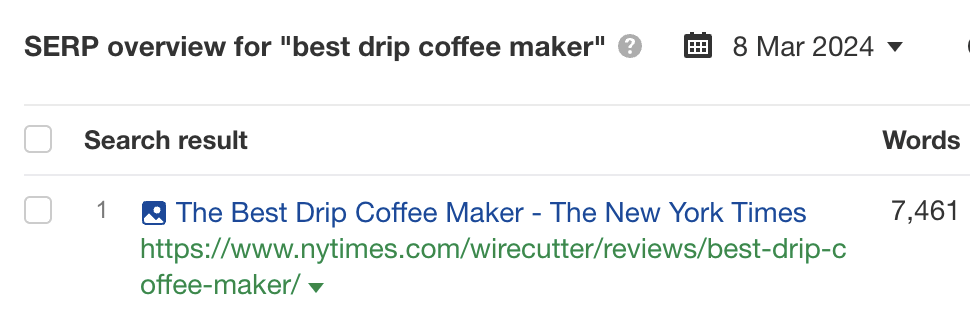 Wirecutter's list of the best drip coffee makers ranking #1 for "best drip coffee maker" 