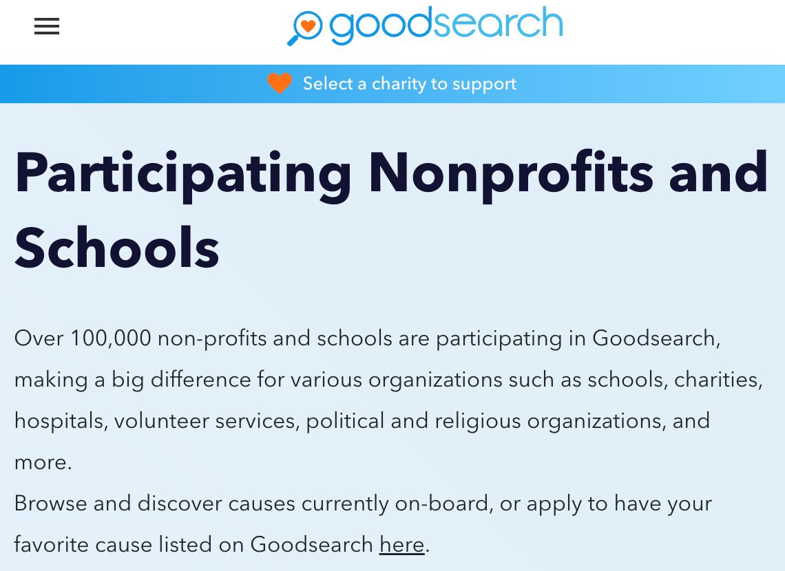 Goodsearch allows you to choose specific charities to support