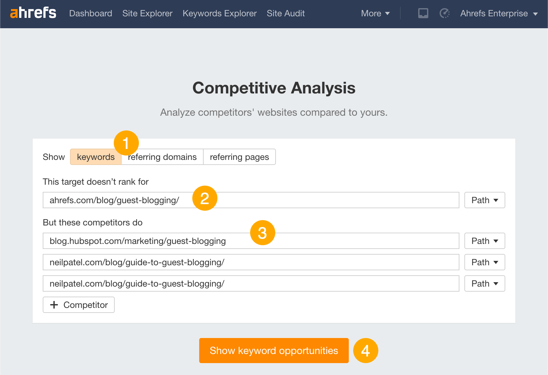 Finding missing subtopics in Ahrefs