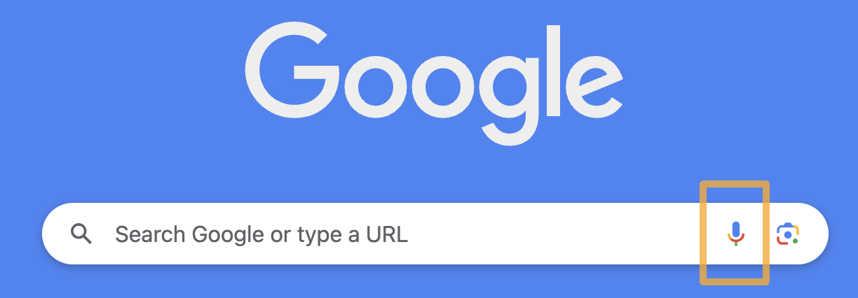 Google voice search icon highlighted