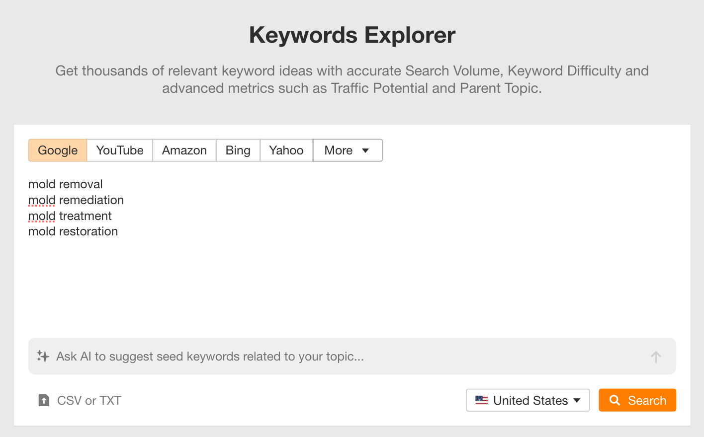 Using Ahrefs' Keyword Explorer to scale franchise SEO keyword research nationally.