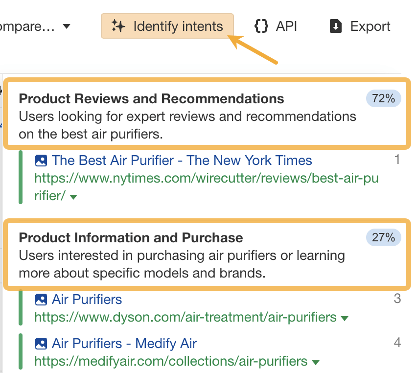 Using AI to identify search intent in Ahrefs' Keywords Explorer