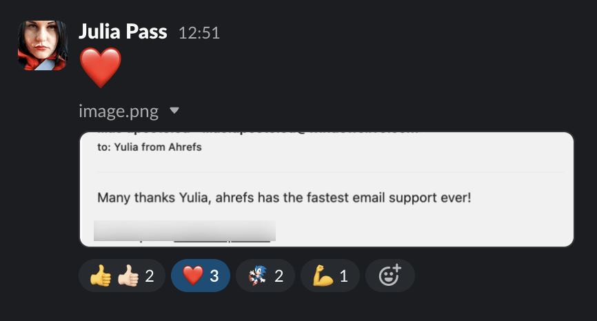 Customer feedback from our customer support team screenshot
