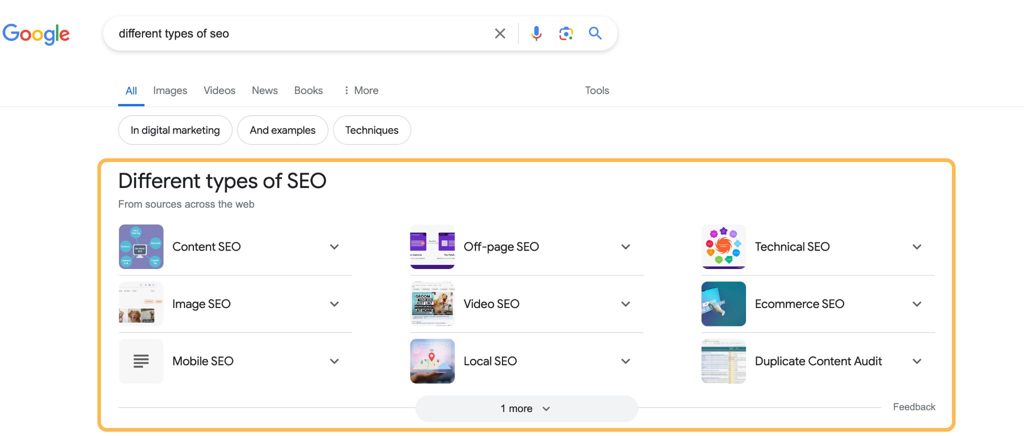 Zero Click searches example, via Google.com