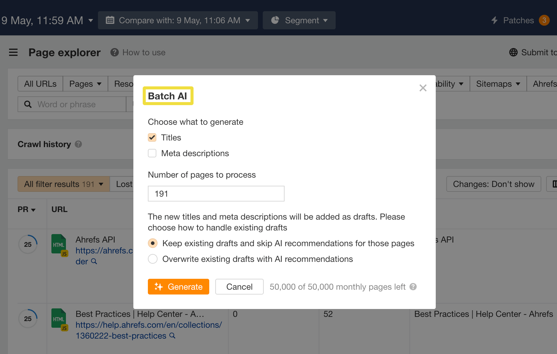 Ahrefs Batch AI