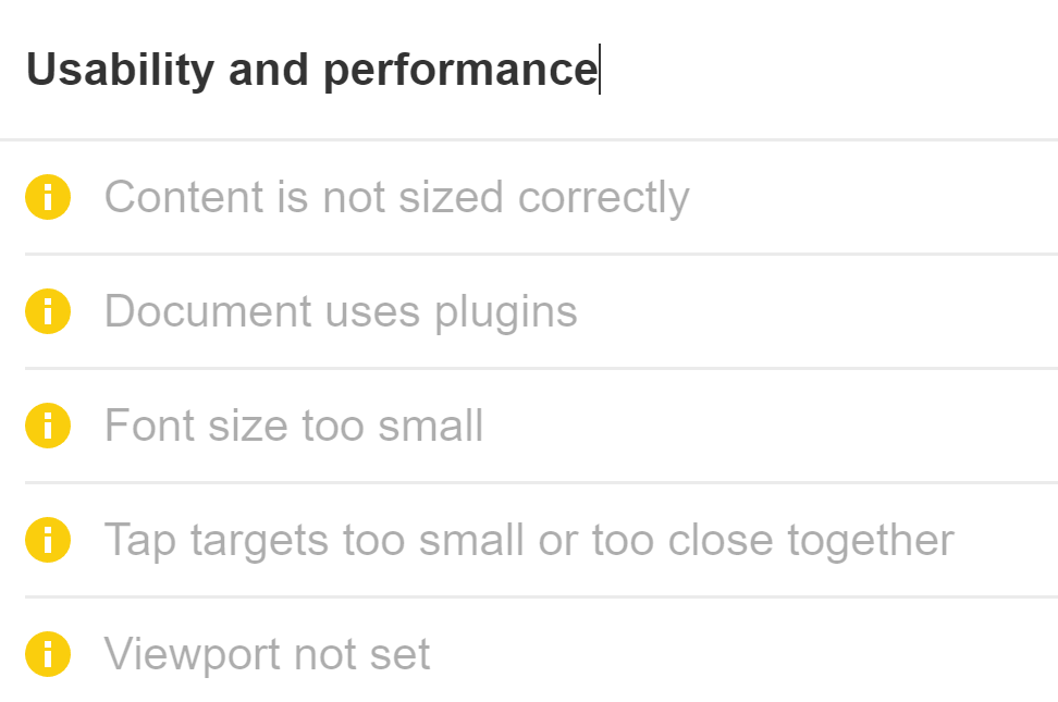 Mobile usability issues flagged by Ahrefs' Site Audit