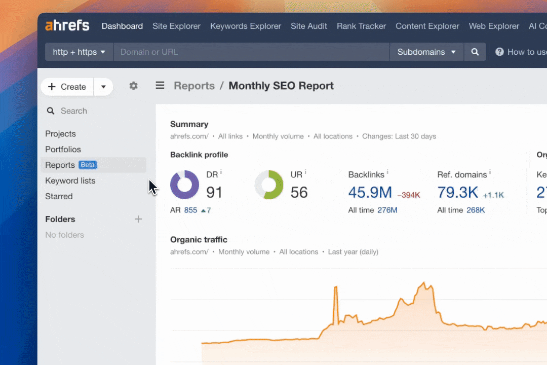 Ahrefs' Report Builder