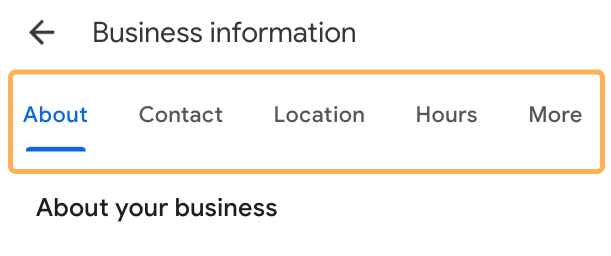 Google Business LIsting profile information