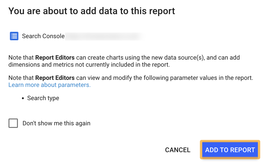 Add Data to Report Screenshot