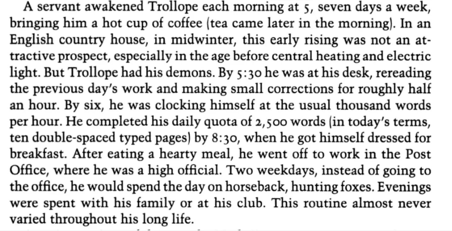 Anthony Trollope's routine