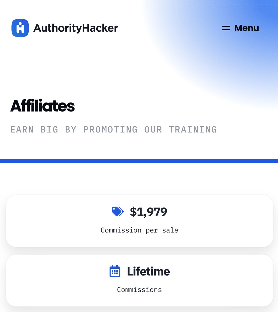 Authority Hacker Affiliate Page Screenshot