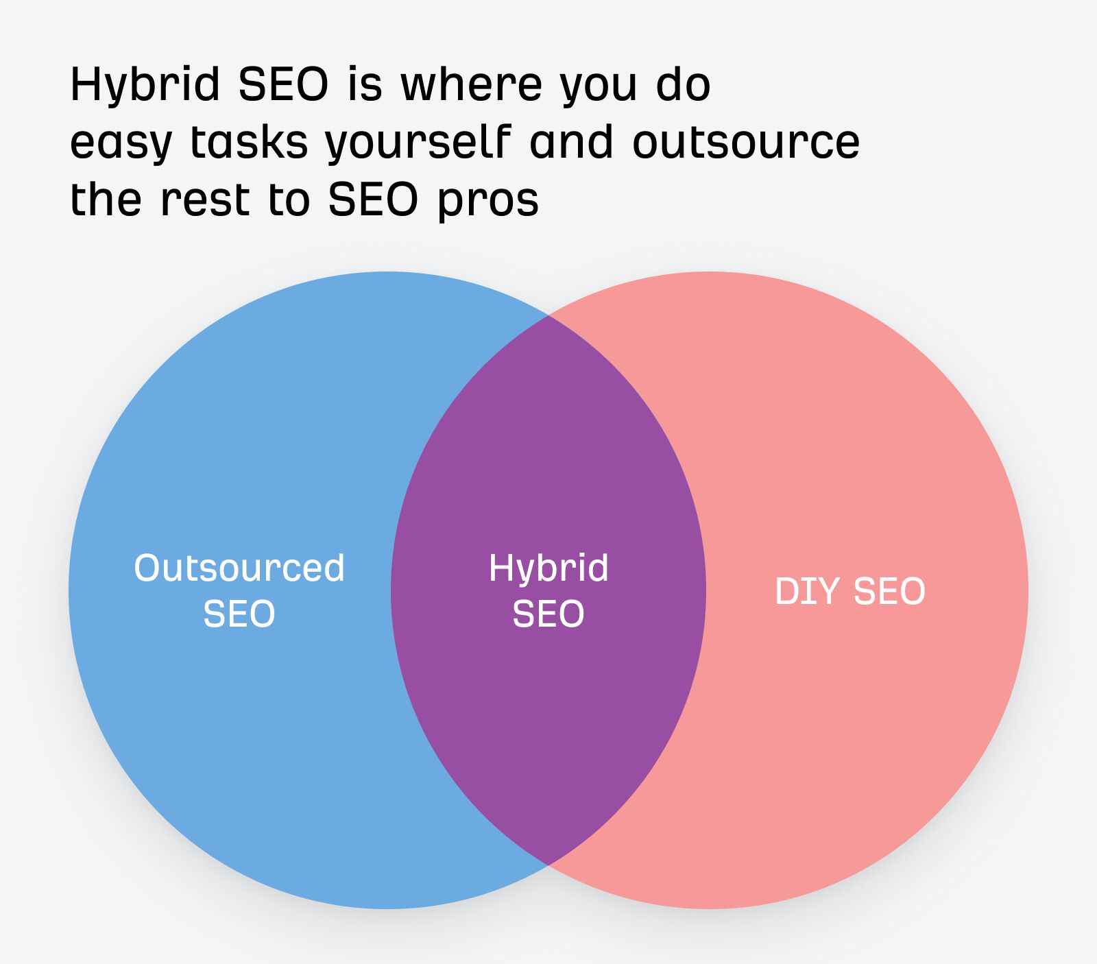 Hybrid SEO is where you outsource the hard tasks and do easy ones yourself