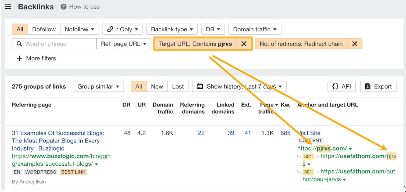 Target URL filter improvements