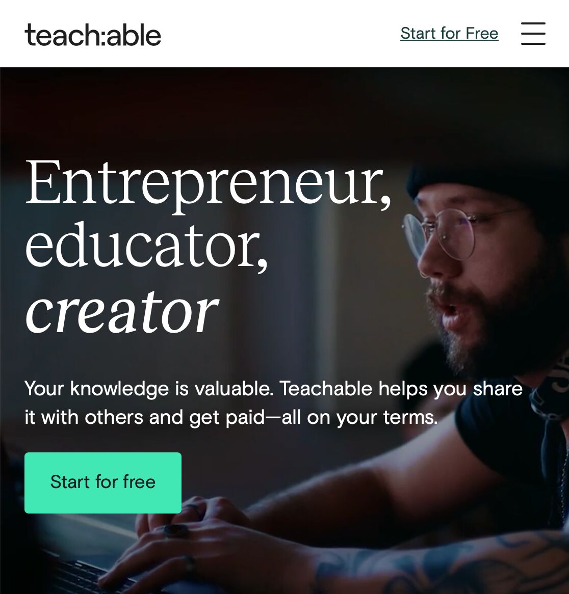 Teachable Affiliate Page Screenshot