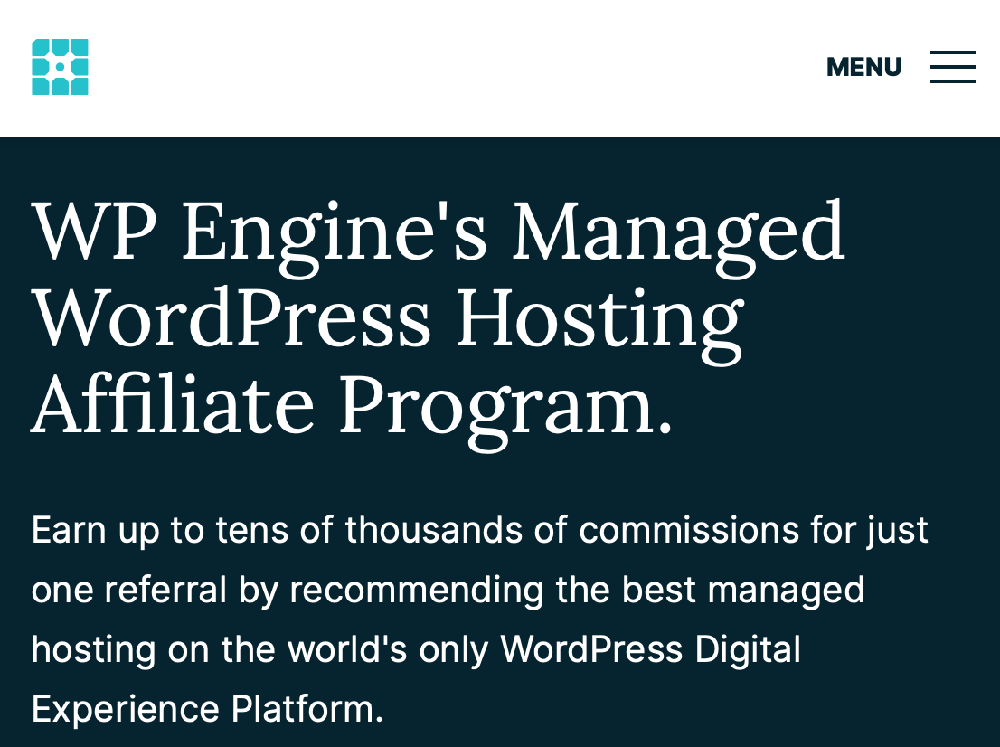 WP Engine Affiliate Page Screenshot