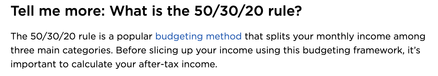 NerdWallet's information about the 50/30/20 rule.