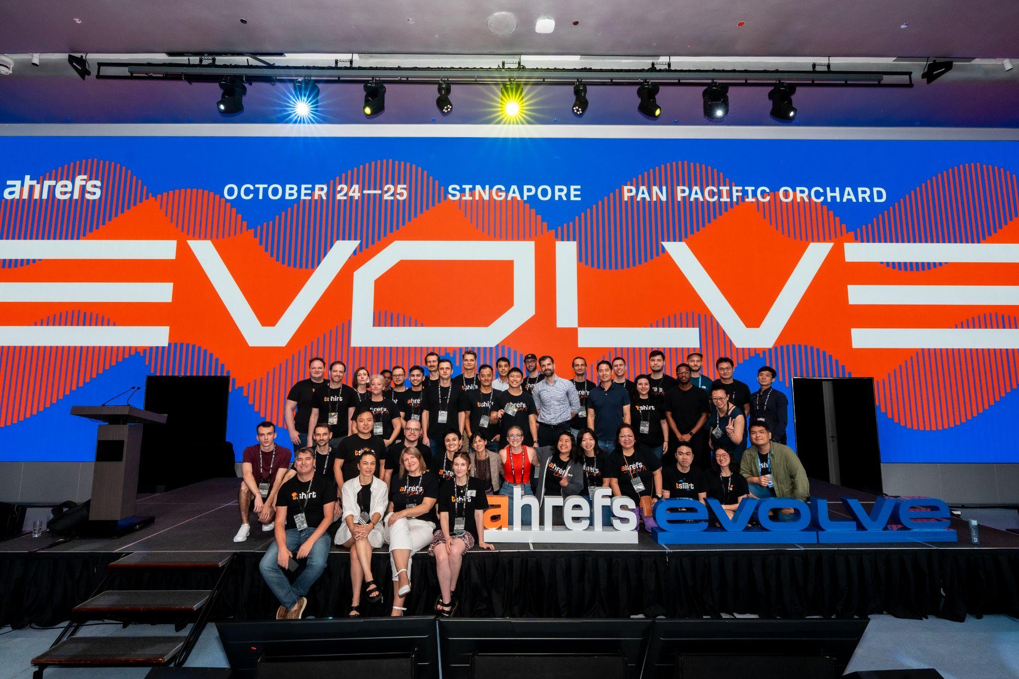 Photo of the Ahrefs team at Evolve