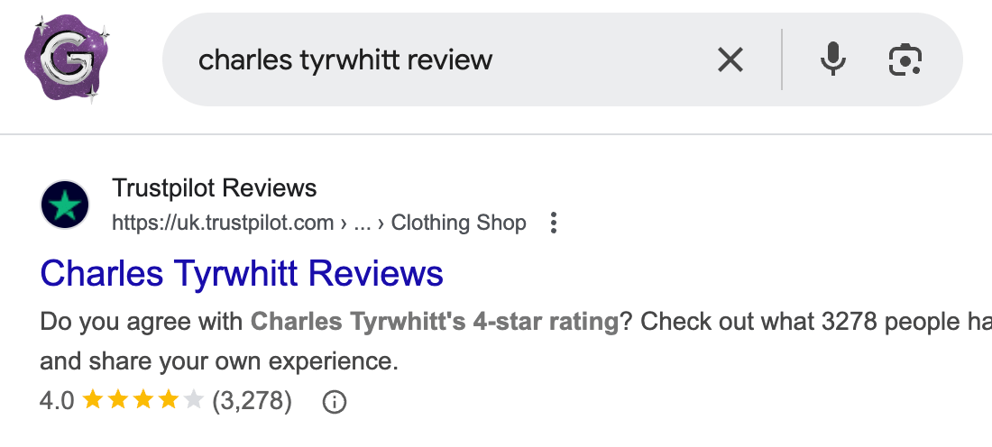 Searching for reviews on Google as many people do