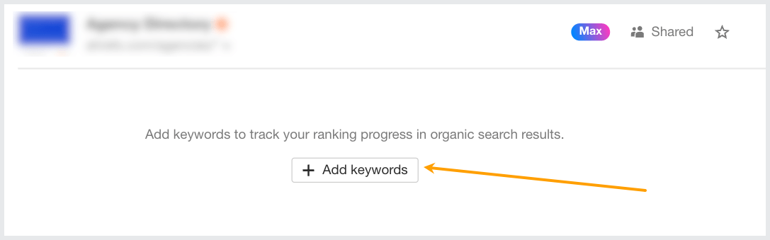 Adding keywords to track in Ahrefs Rank Tracker.