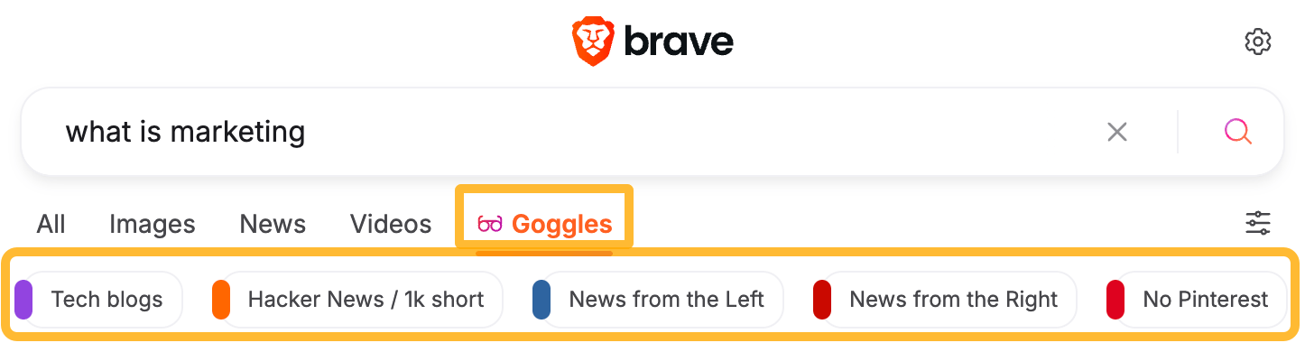 Brave's Goggles feature