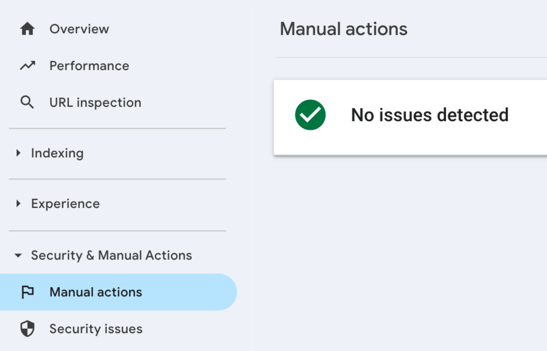 Manual actions in Google Search Console's menu