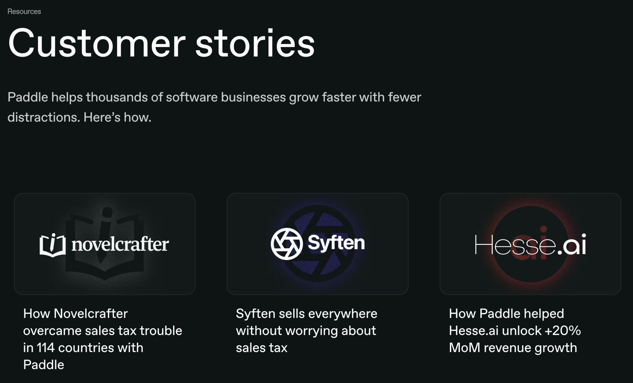 Paddle's customer stories directory.  