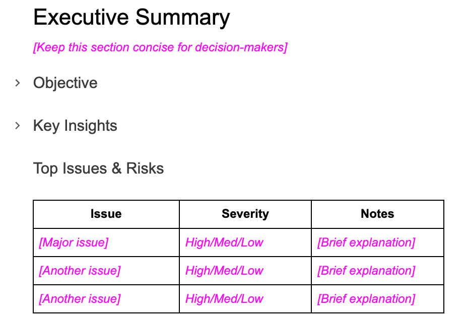 Sudden traffic drop report template