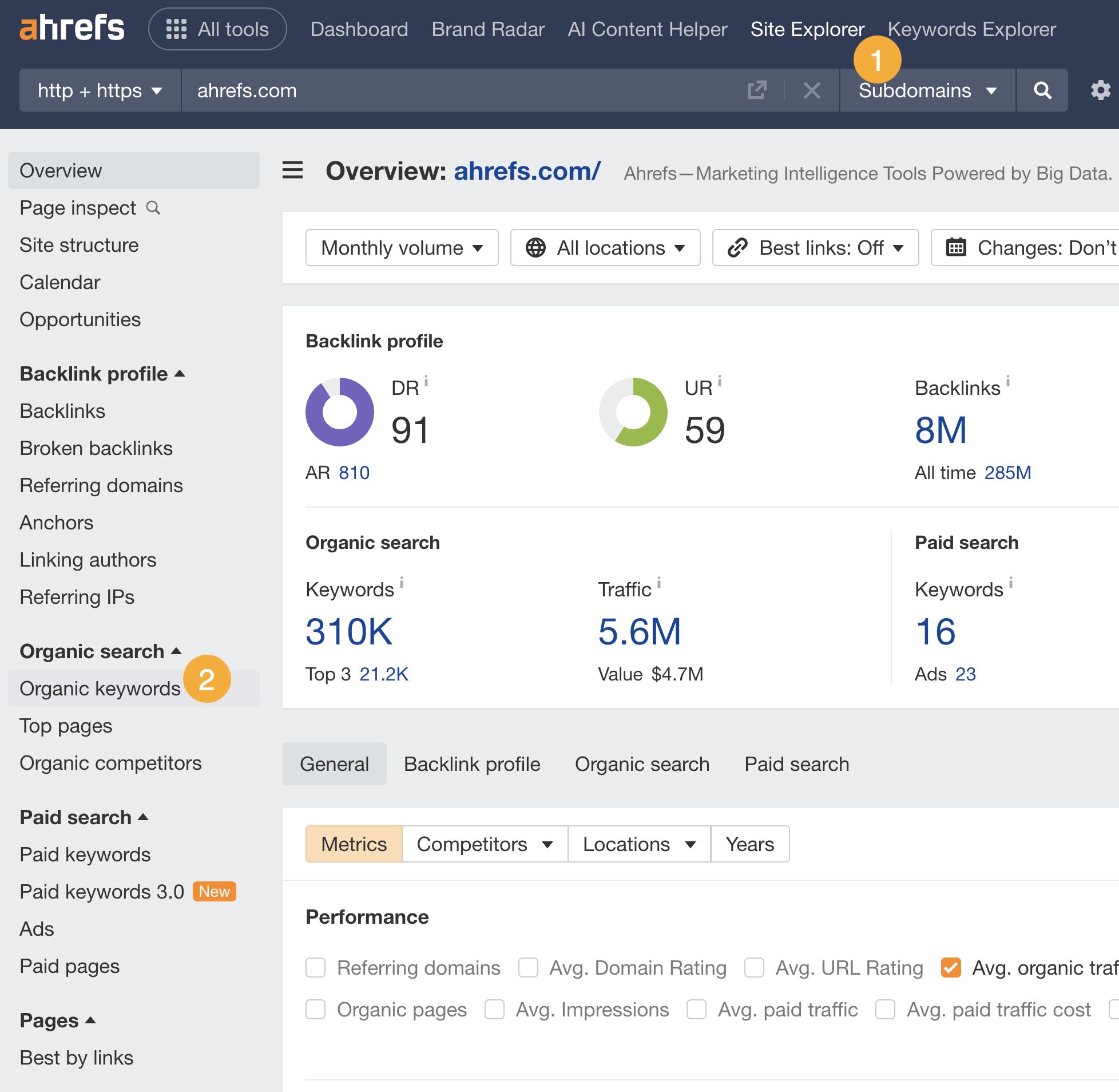 Site Explorer Organic Keywords Report