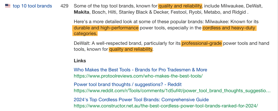 Ahrefs' Brand Radar can be used to see what topics and entities LLMs associate with your brand.