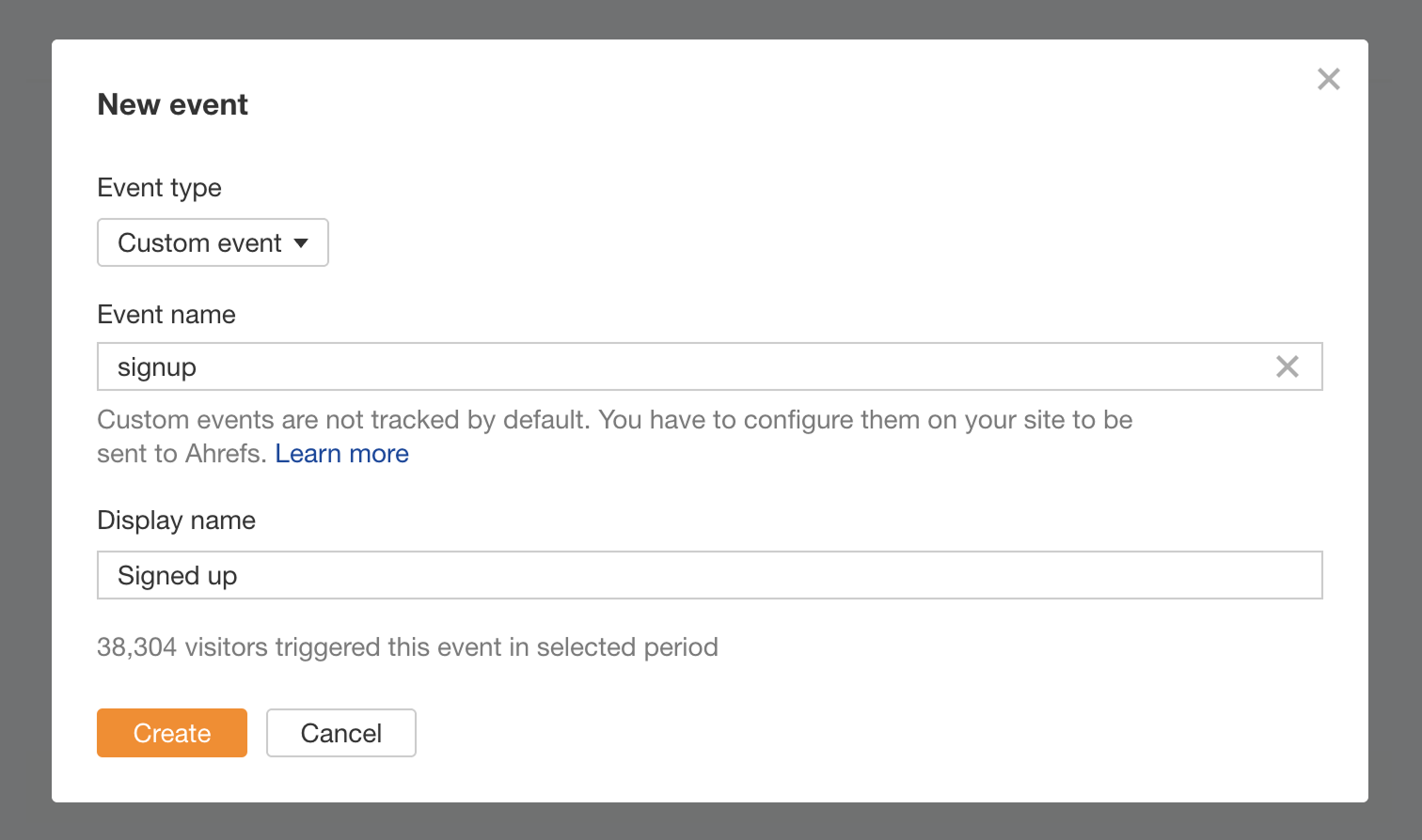 Custom Events feature from Ahrefs.