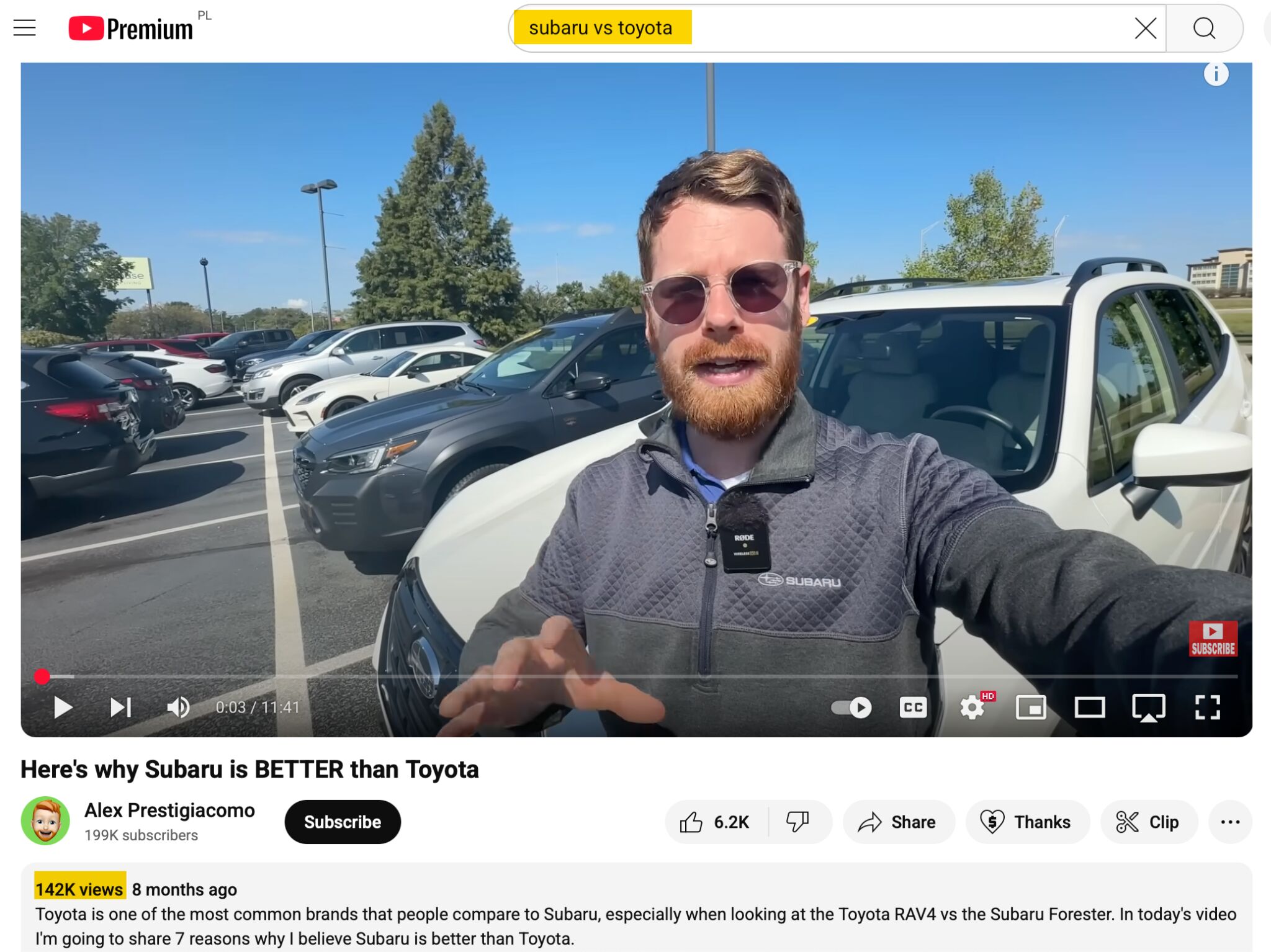 Subaru dealership ranking both on YouTube and Google with a simple video.