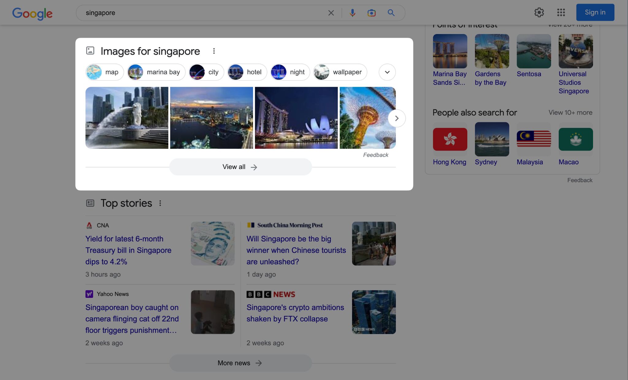 Example of a Google image pack