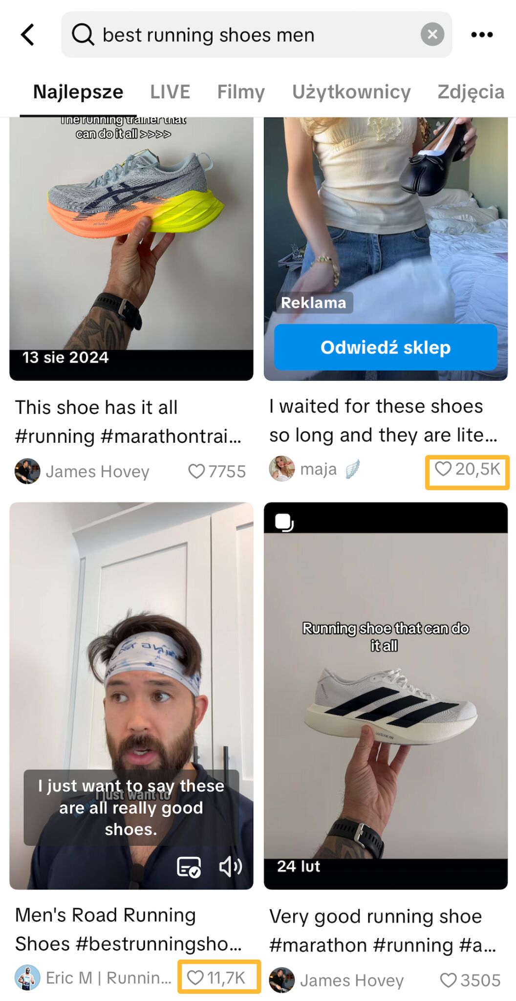 Example of product reviews on tiktok.