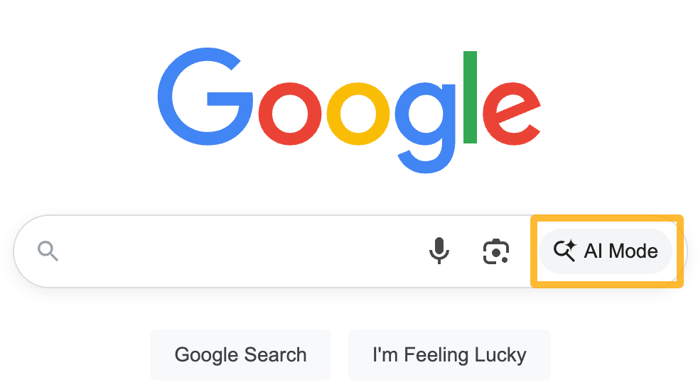 AI Mode tab on Google's homepage