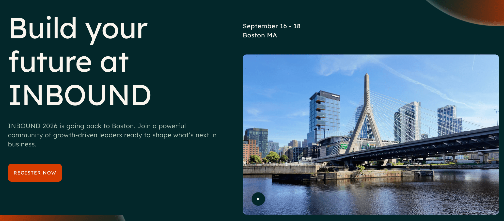 A promotional image for "INBOUND," an event taking place in Boston, MA, September 16-18.