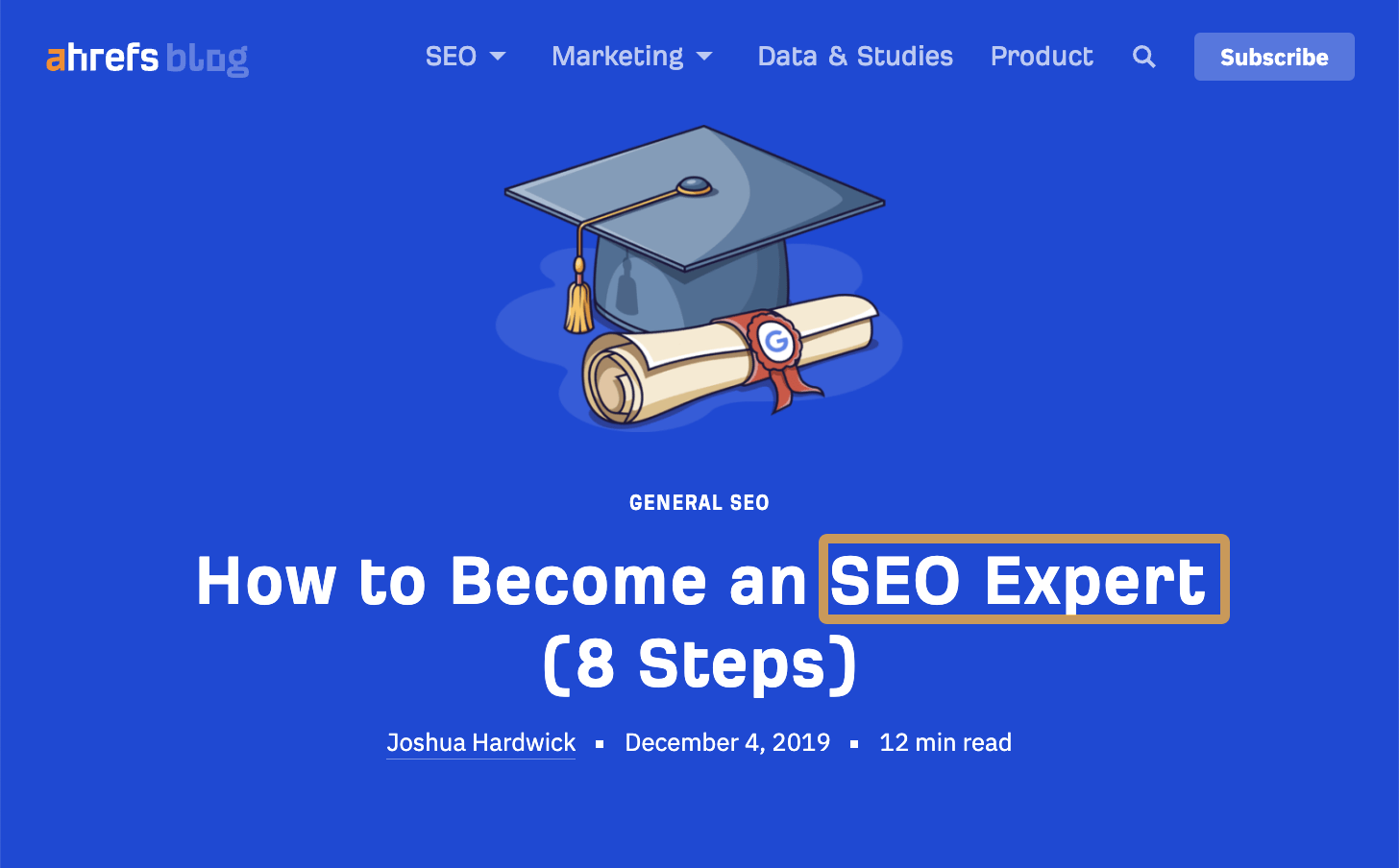 Example of an H1 heading, via Ahrefs Blog