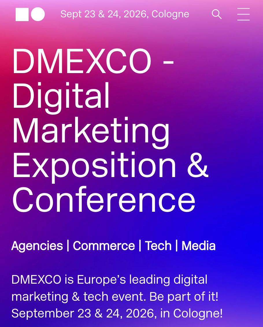 The DMEXCO 2026 digital marketing exhibition and conference promotional image.