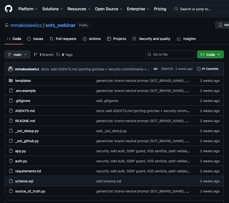 Agent A pushing app instructions to a GitHub repository