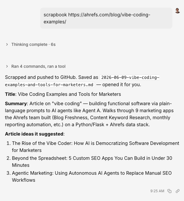 Saving a link with a simple scrapbook URL command