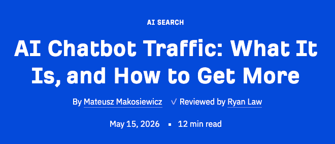 AI-assembled article about AI chatbot traffic from existing blog posts