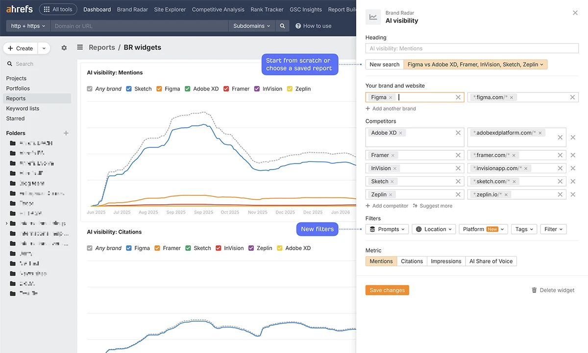 report builder brand radar visibility