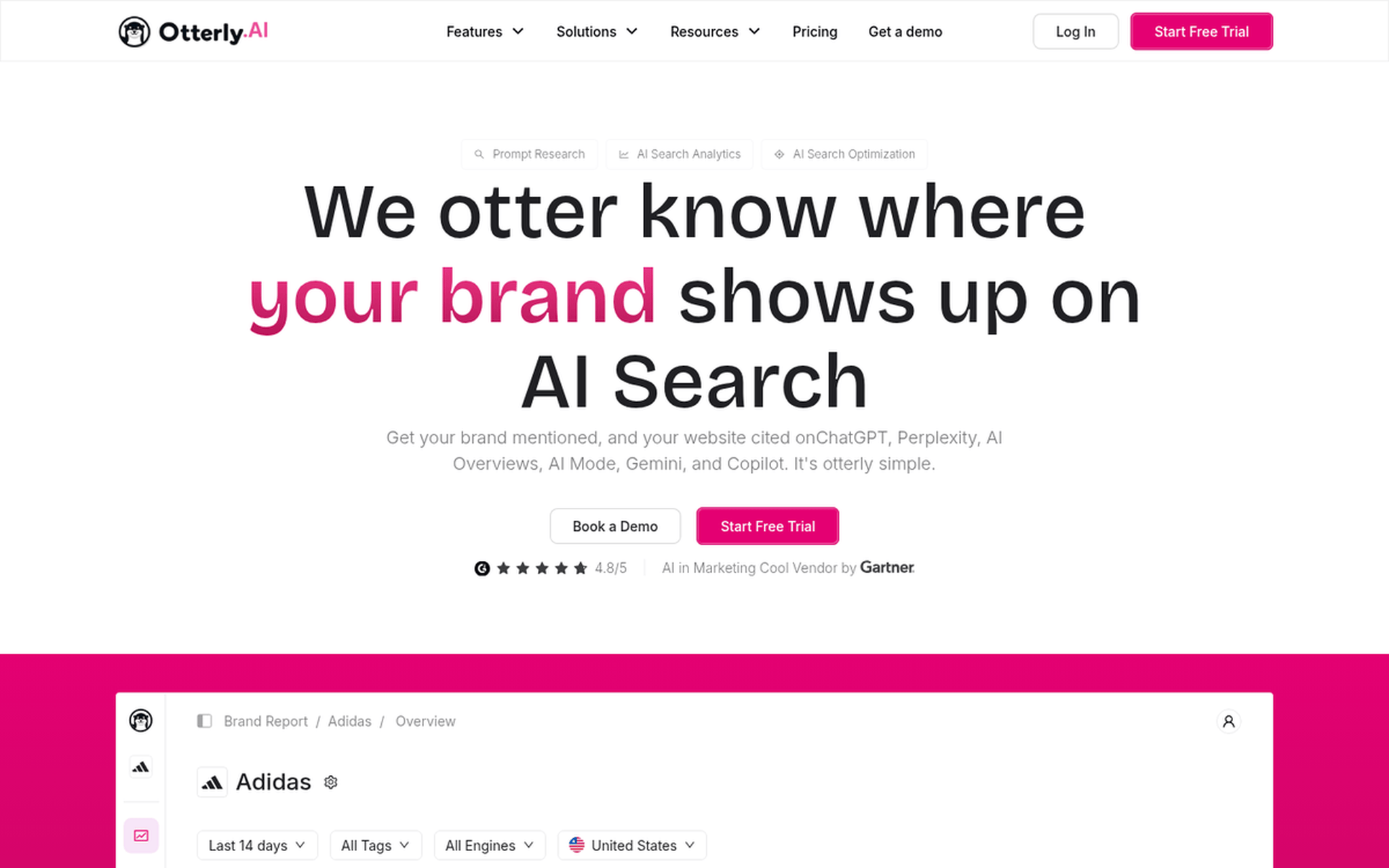 Otterly AI dashboard showing GEO optimization and AI search analytics