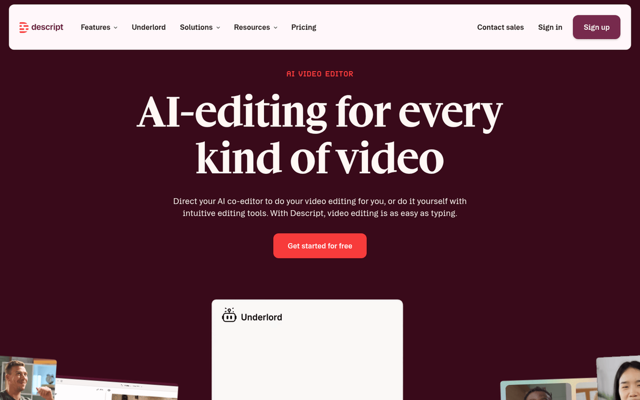 Descript editor with transcript-based video editing timeline