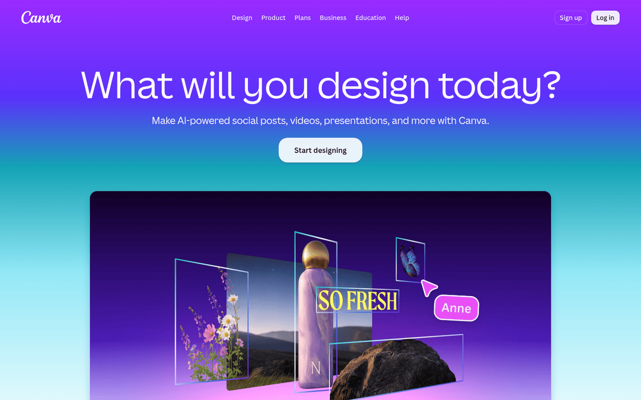 Canva design editor with AI tools and brand templates