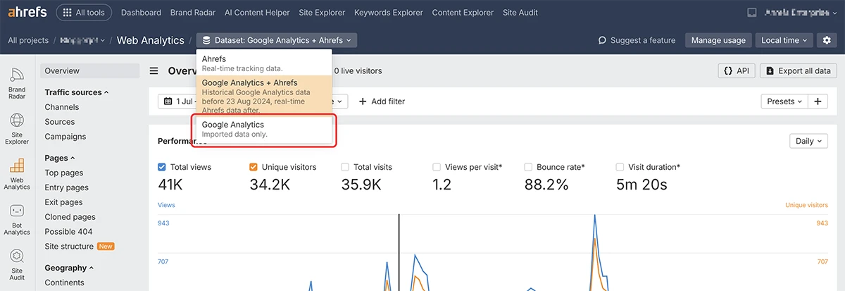 import google analytics data