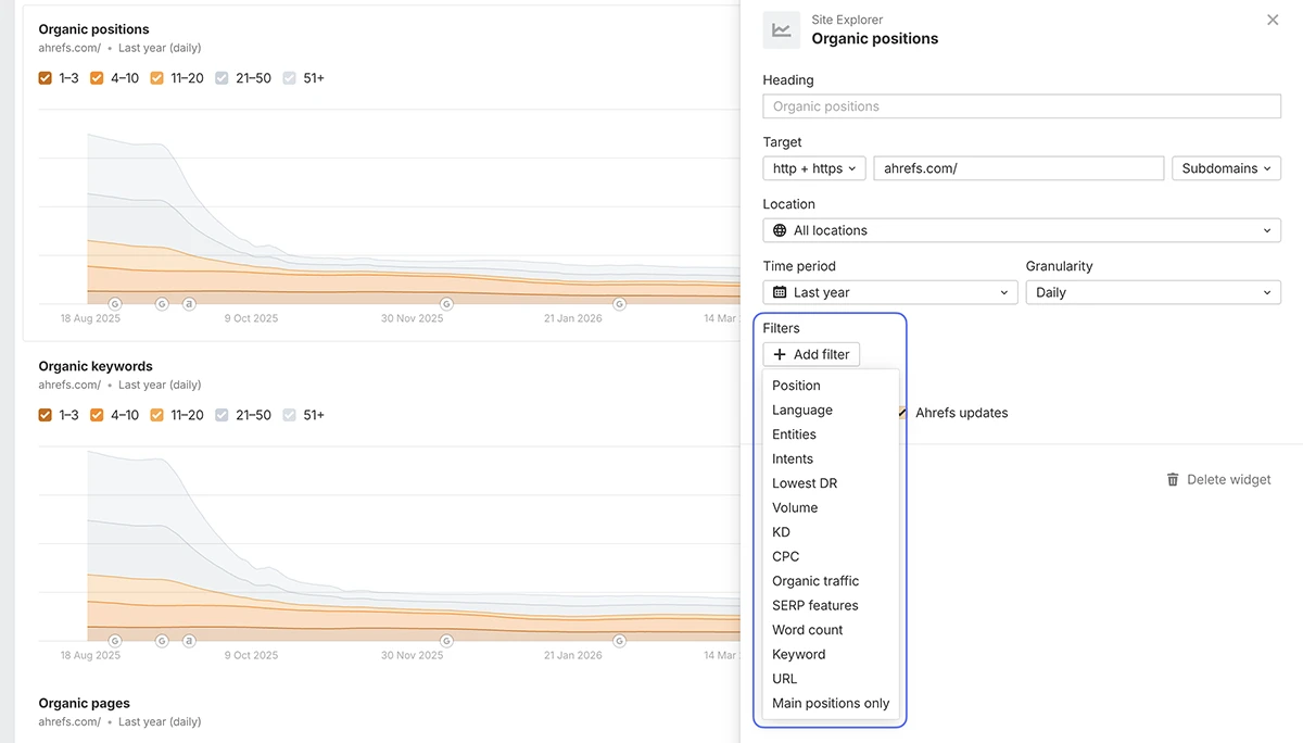 report builder filtering