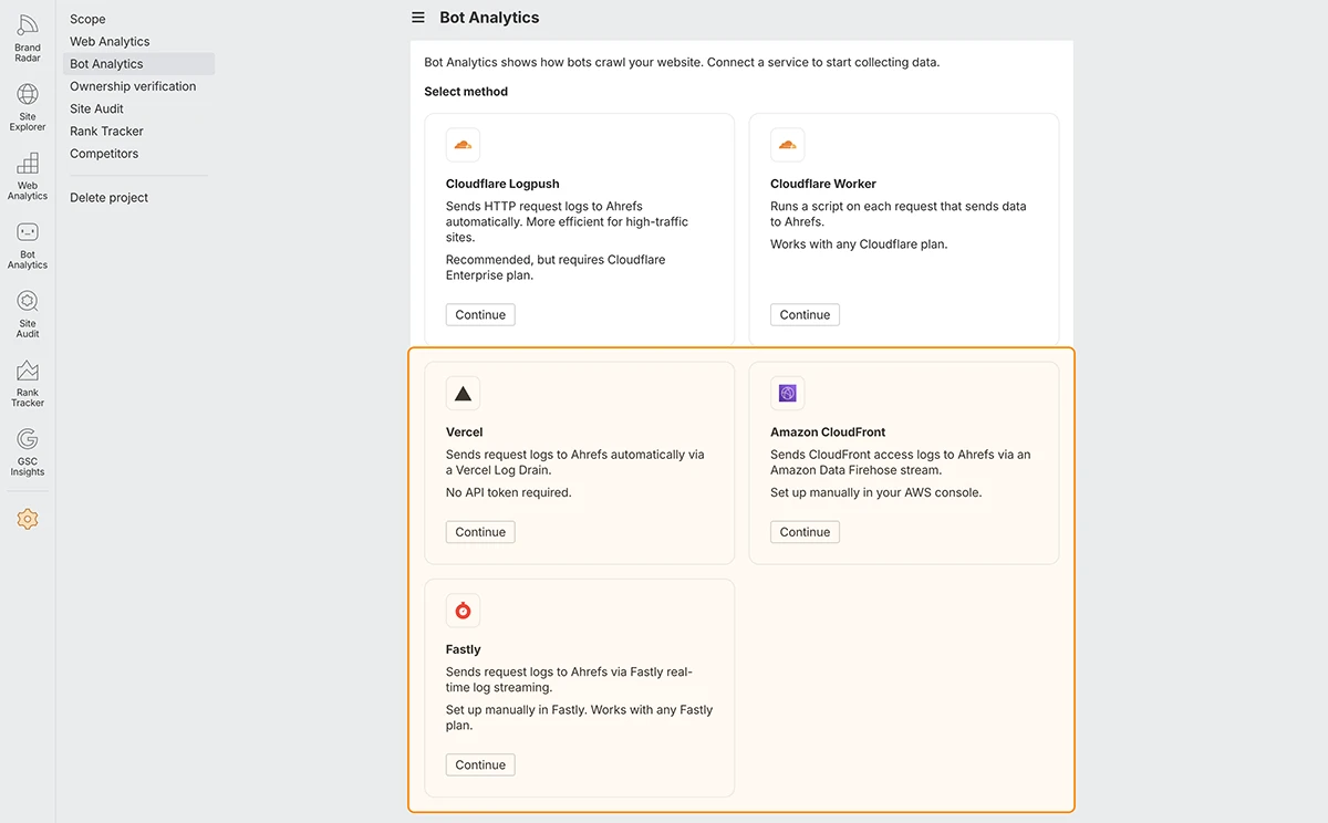 bot analytics vercel fastly integration