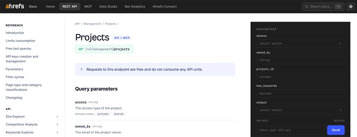 projects folders api